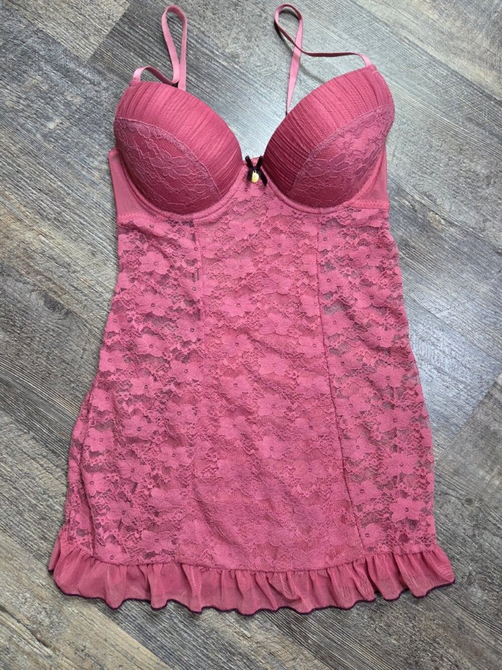 Babydoll Lace Teddy Jessica Simpson Mauve-Rose Color Sz Med-36C
